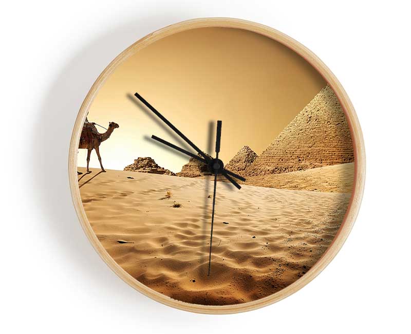 Caramel Camel Pyramids Clock - Wallart-Direct UK