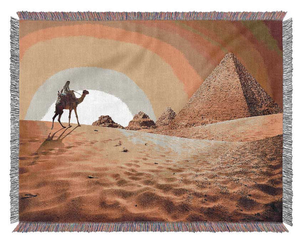 Caramel Camel Pyramids Woven Blanket