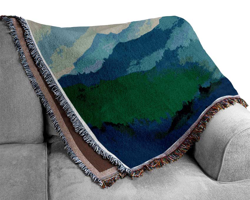 Distant Green Hills Woven Blanket