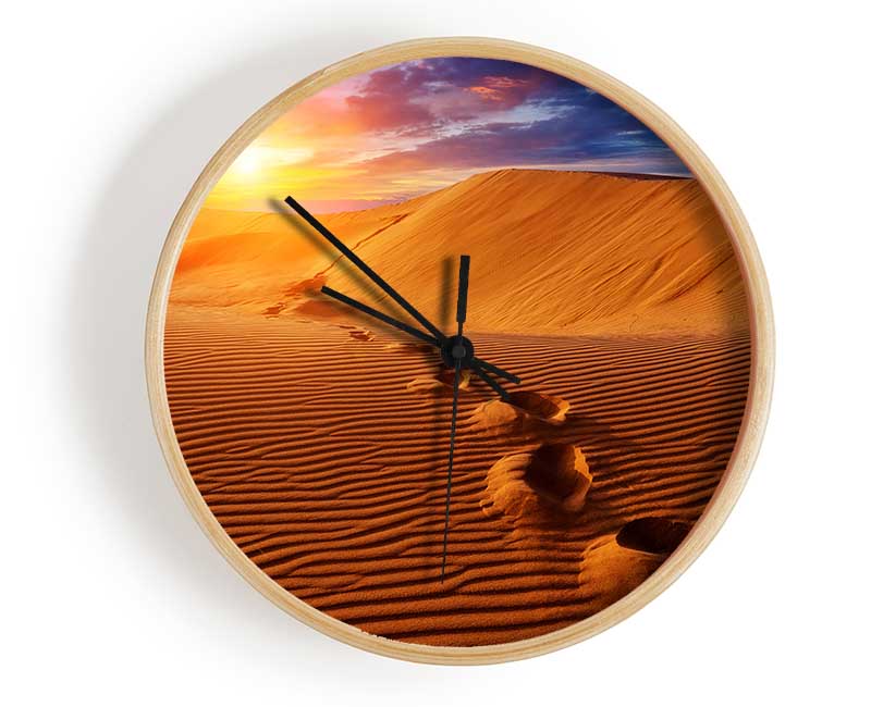 Footprints In The Desert Sun Clock - Wallart-Direct UK