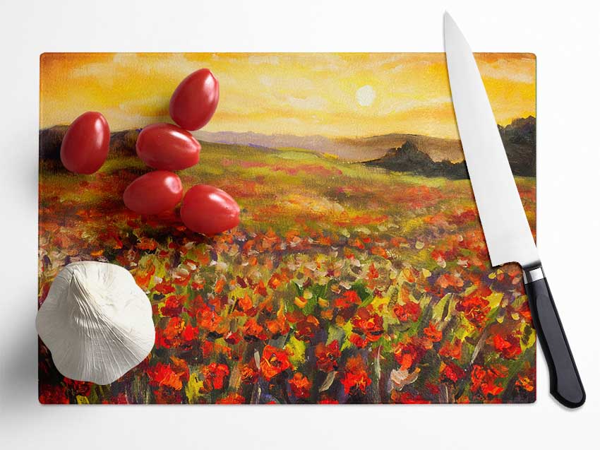 Poppy Field Sun Glass Chopping Board