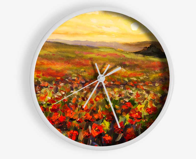 Poppy Field Sun Clock - Wallart-Direct UK