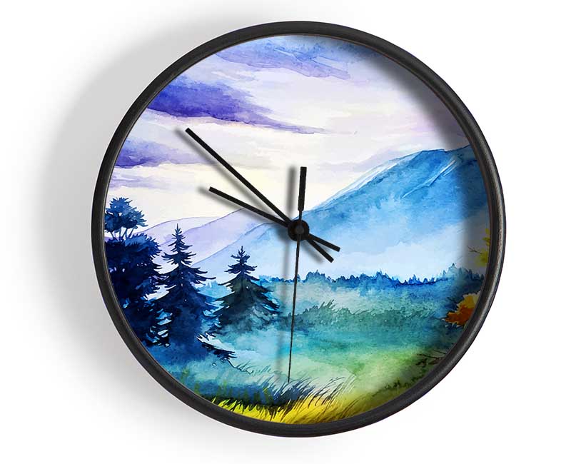 Autumn Mountain trees Clock - Wallart-Direct UK