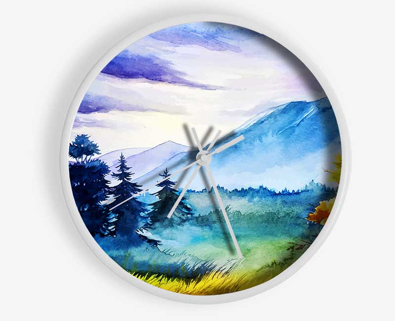 Autumn Mountain trees Clock - Wallart-Direct UK