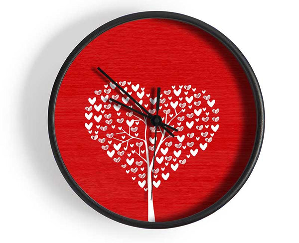 Red Love Tree Clock - Wallart-Direct UK