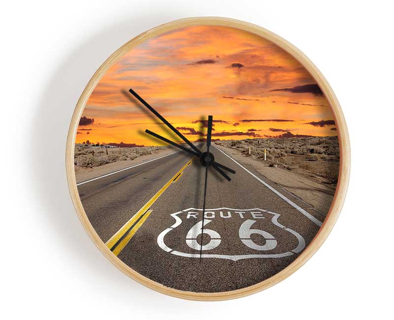 Route 66 Sunset Clock - Wallart-Direct UK