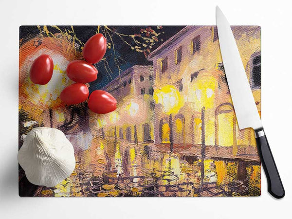 Lights Of The City Skies Glass Chopping Board