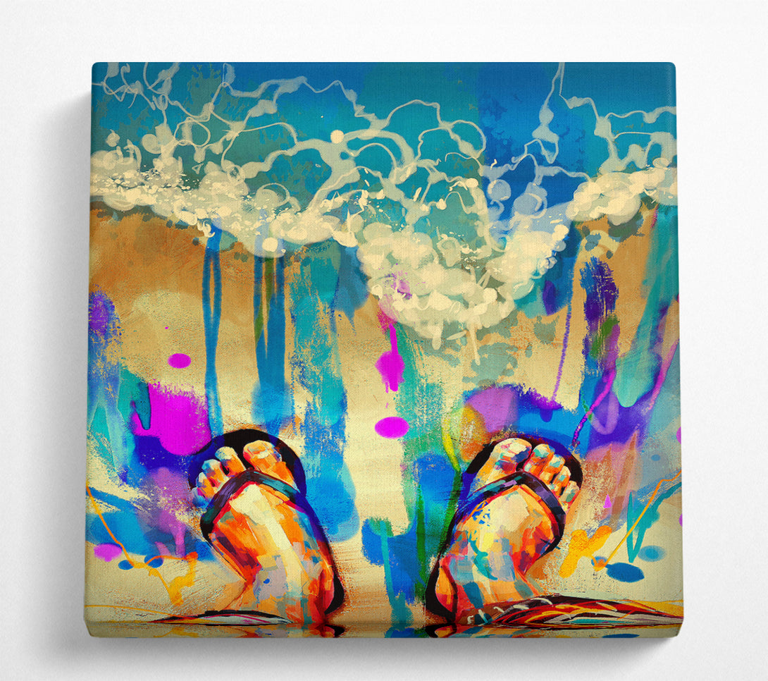 A Square Canvas Print Showing Flip Flop Heaven Square Wall Art