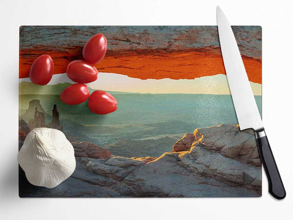 Red Canyon Glow Glass Chopping Board