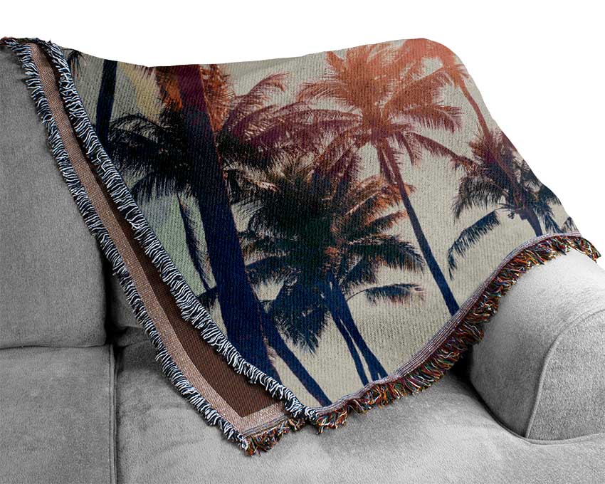 Palm Tree Haze 1 Woven Blanket