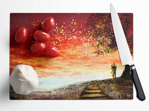 Romantic Star Sparkle Glass Chopping Board