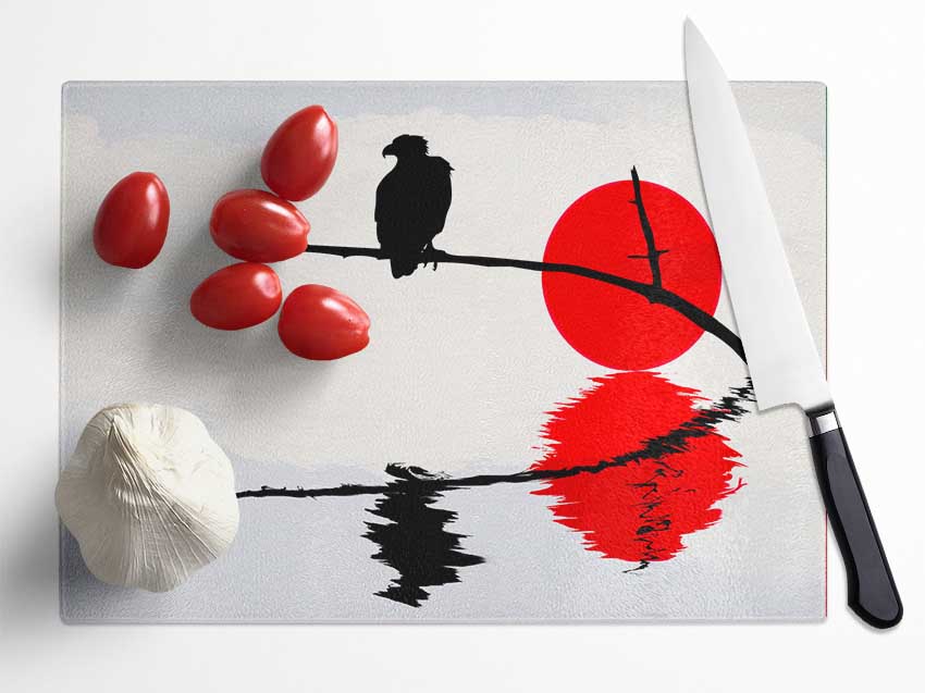 Reflections Of The Red Sun Eagle Glass Chopping Board