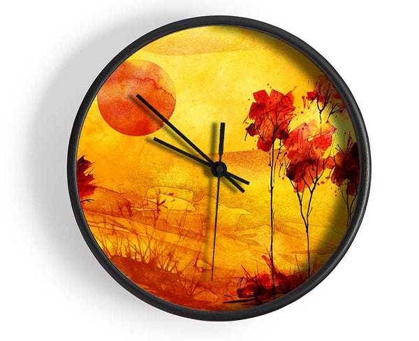 Red Tree Sun Clock - Wallart-Direct UK