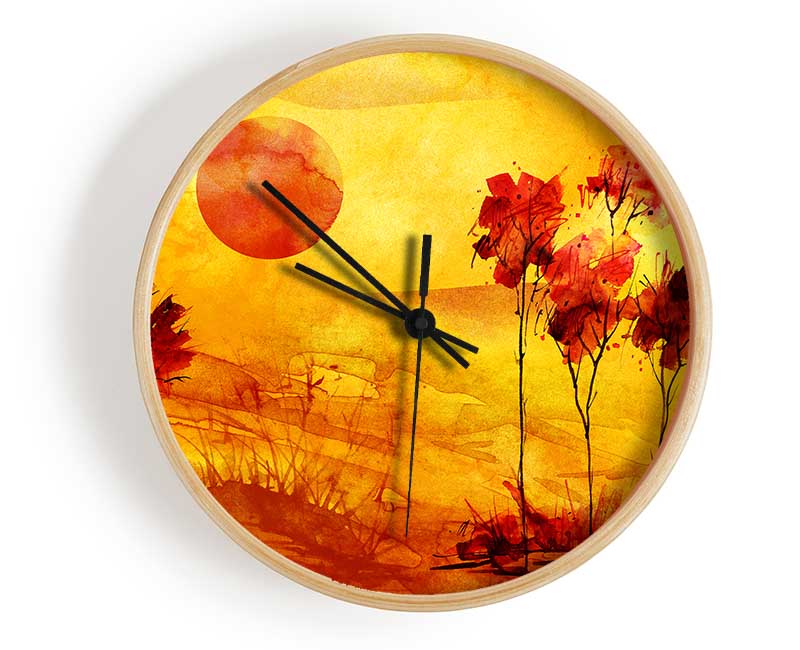 Red Tree Sun Clock - Wallart-Direct UK