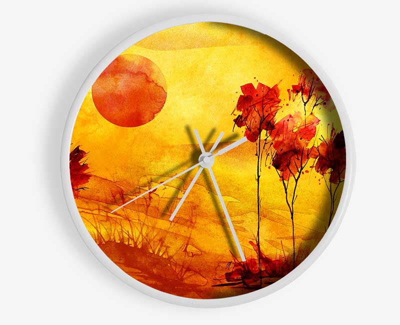 Red Tree Sun Clock - Wallart-Direct UK