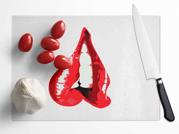 Red Lip Bite 1 Glass Chopping Board