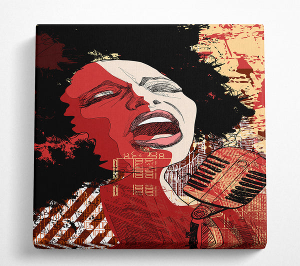 A Square Canvas Print Showing Femail Vocalist Square Wall Art