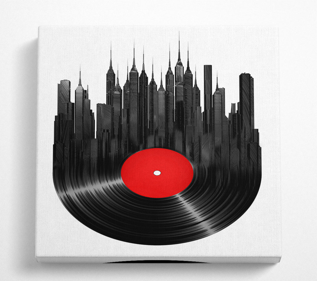 A Square Canvas Print Showing Album Music City Square Wall Art