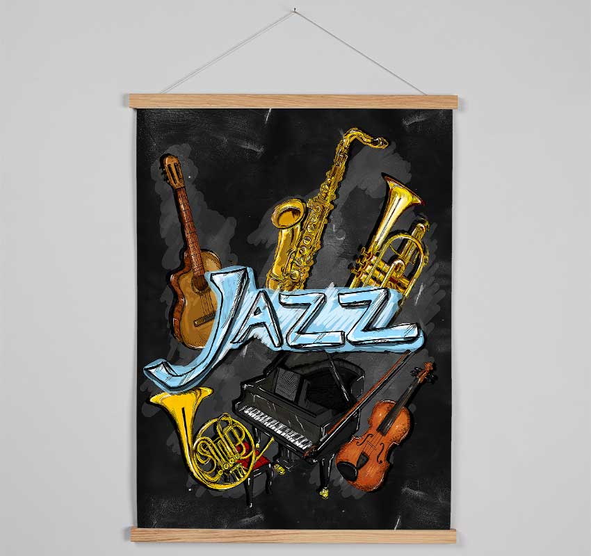 Jazz Instruments Hanging Poster - Wallart-Direct UK