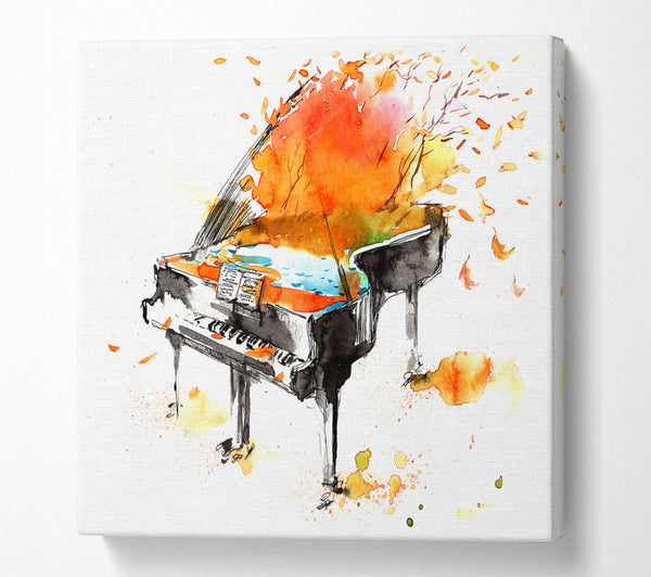 A Square Canvas Print Showing Autumn Piano Square Wall Art