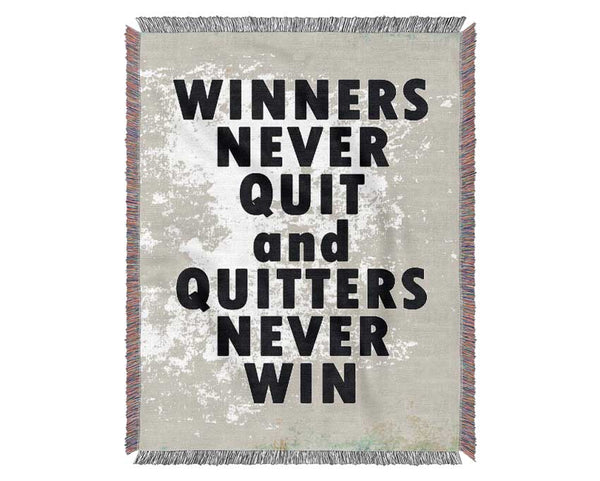 Winners Never Quit Woven Blanket