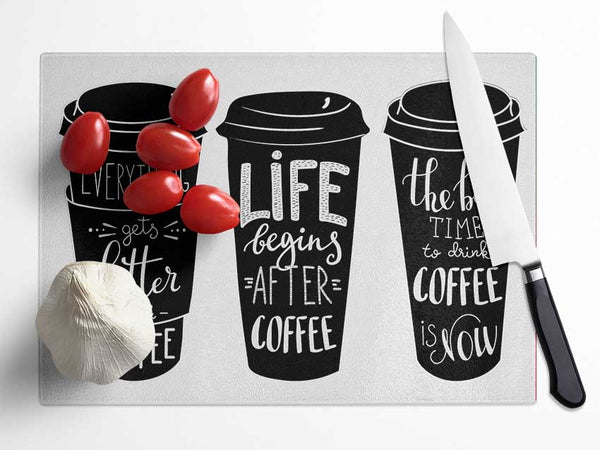 Coffee Love 1 Glass Chopping Board