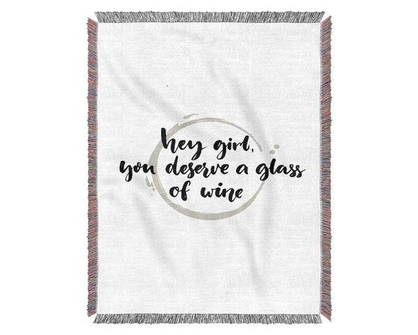 Hey Girl Wine Woven Blanket