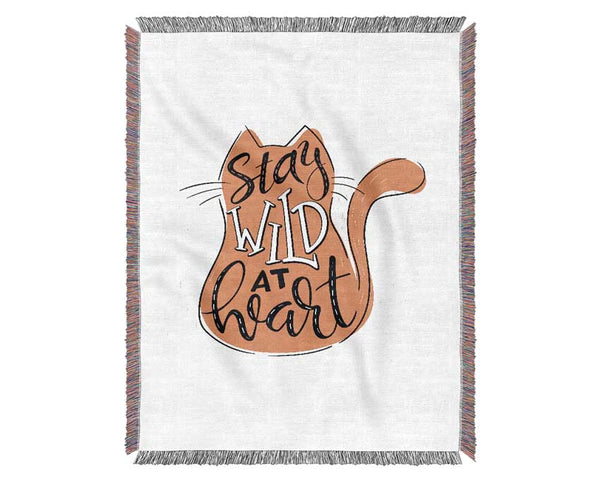 Stay Wild At Heart Cat Woven Blanket