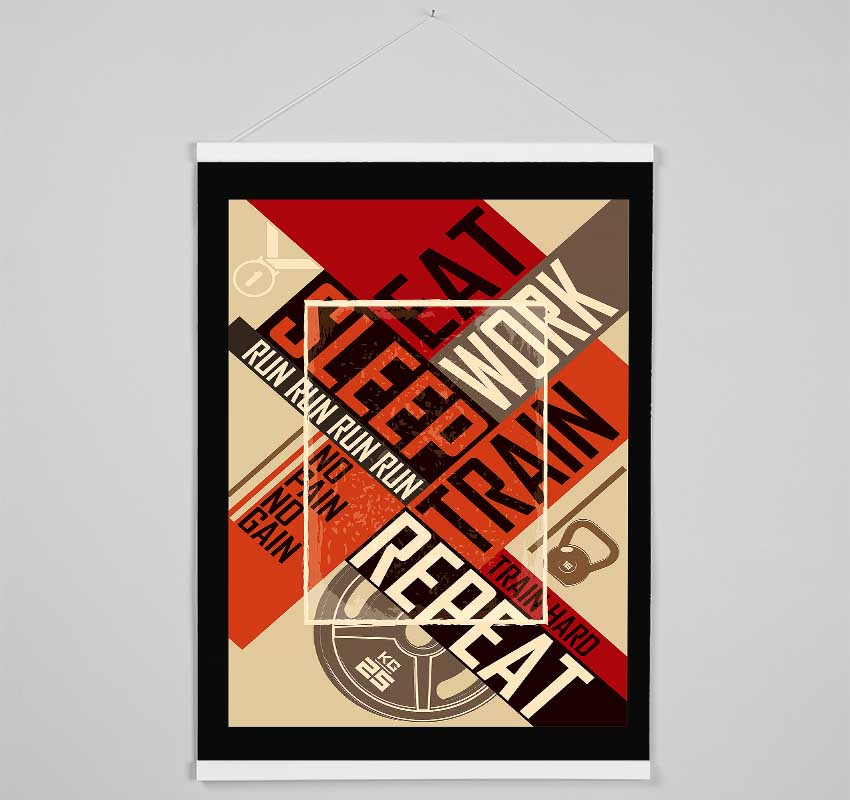 Eat Sleep Work Train Repeat 2 Hanging Poster - Wallart-Direct UK