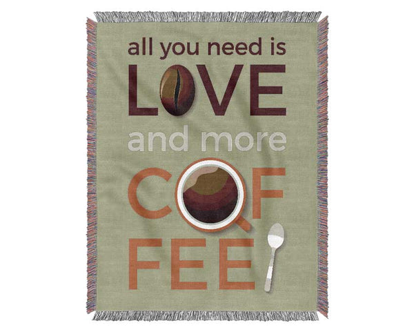 Love And More Coffee Woven Blanket