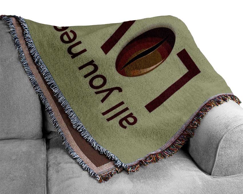 Love And More Coffee Woven Blanket