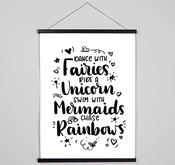 Dance With Fairies Ride A Unicorn Hanging Poster - Wallart-Direct UK