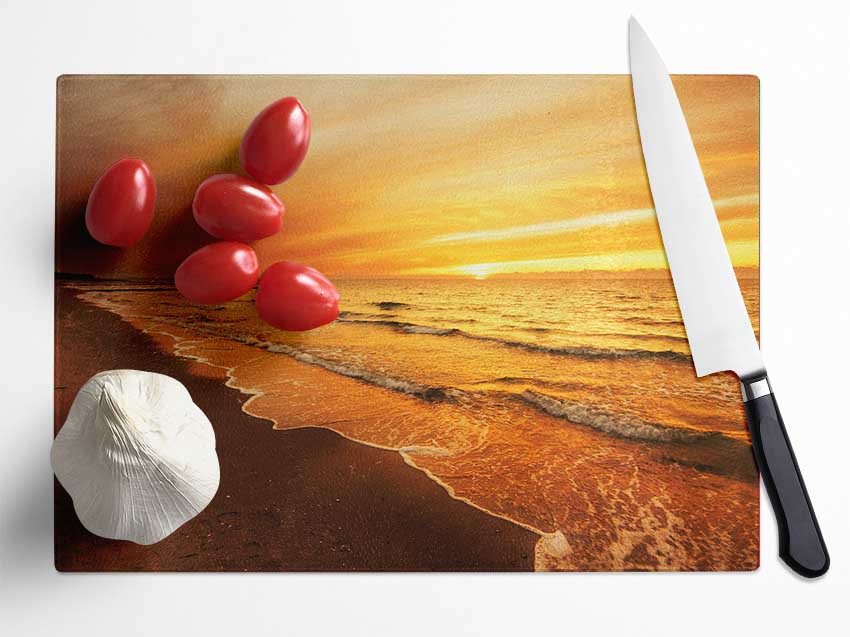 Caramel Ocean Shores Glass Chopping Board