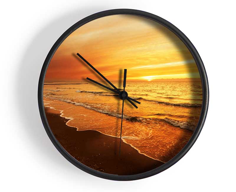 Caramel Ocean Shores Clock - Wallart-Direct UK