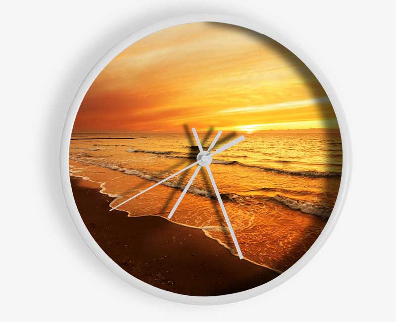 Caramel Ocean Shores Clock - Wallart-Direct UK