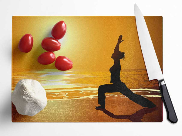 Yoga Sunset Glass Chopping Board