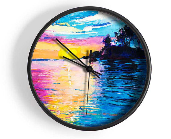 Perfect Yellow Sunset Clock - Wallart-Direct UK