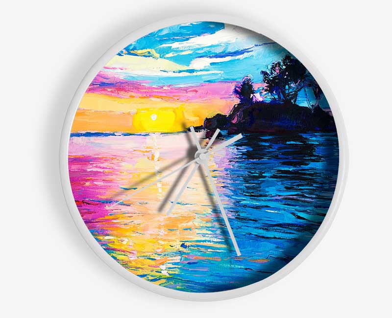 Perfect Yellow Sunset Clock - Wallart-Direct UK