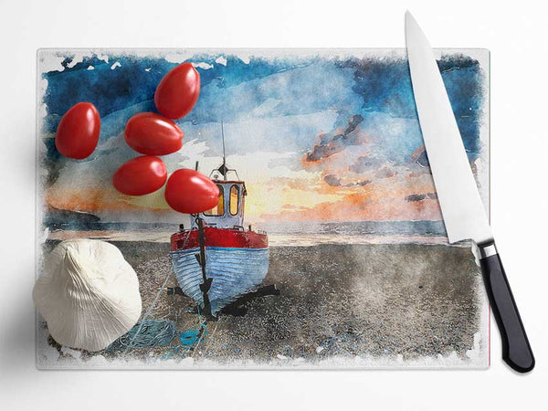 Sailboat Shores Glass Chopping Board