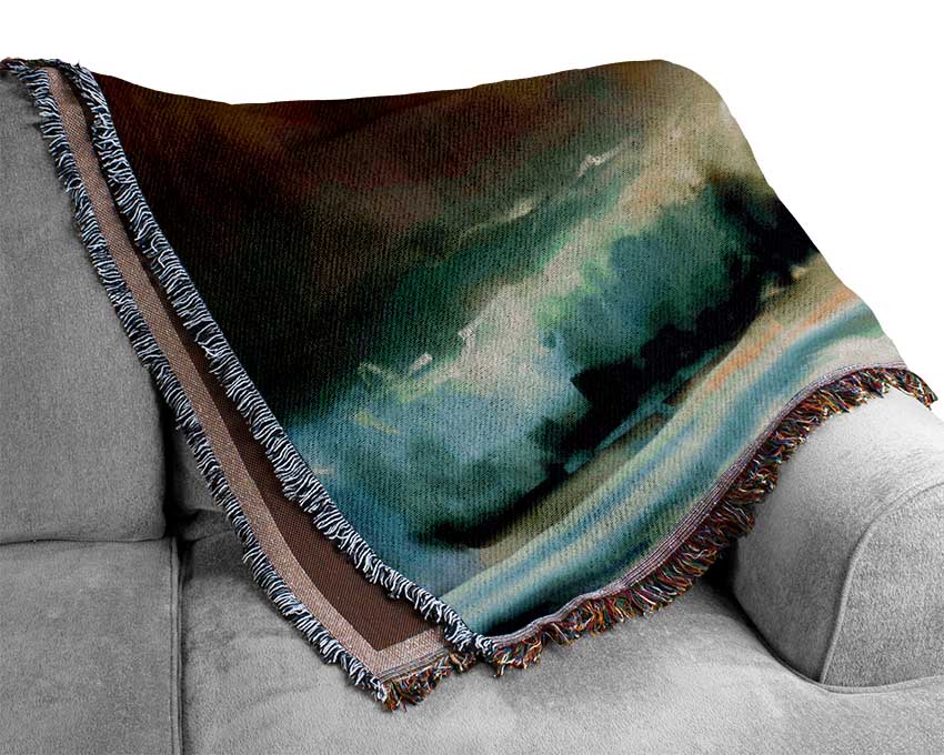 Raging Ocean Skies Woven Blanket