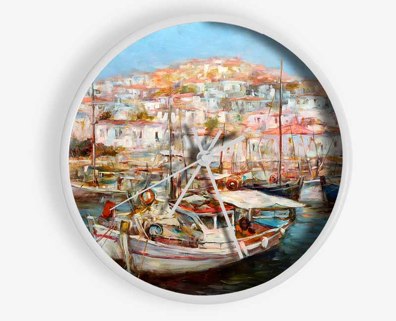 Italian Fishing Village Clock - Wallart-Direct UK