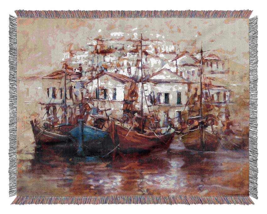 Italian Fishing Village 2 Woven Blanket