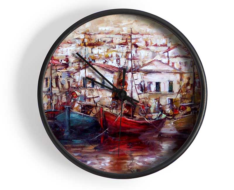 Italian Fishing Village 2 Clock - Wallart-Direct UK