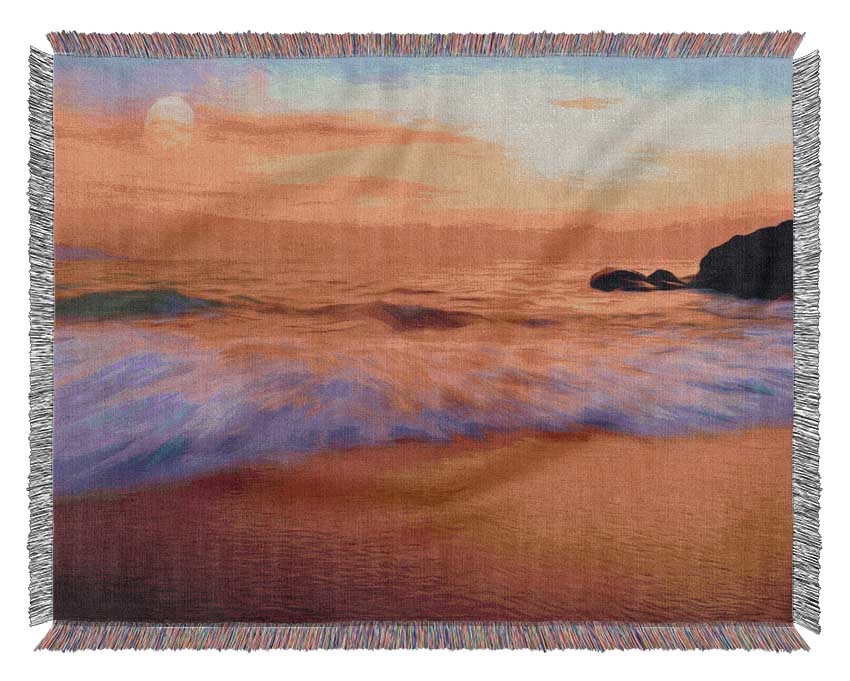 Movement Of The Ocean Waves Woven Blanket