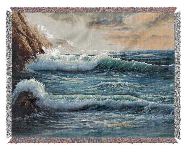 Lapping Of The Ocean waves Woven Blanket