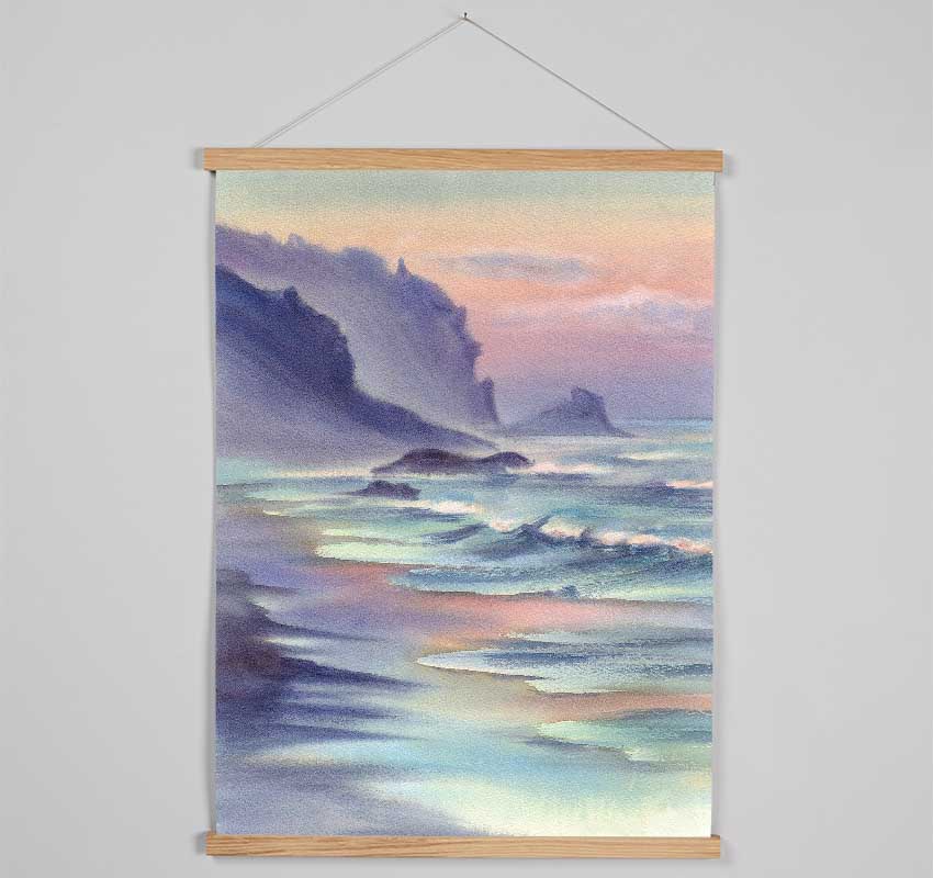 Ocean Waves Against The Mountain Rocks Hanging Poster - Wallart-Direct UK