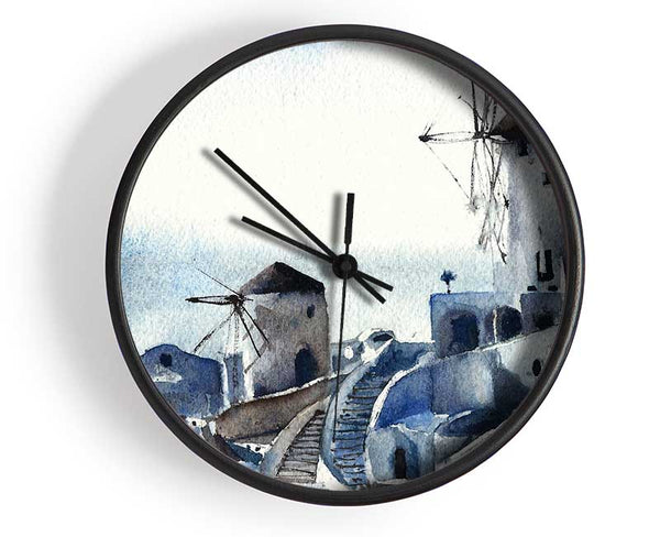 Greece Blues Clock - Wallart-Direct UK