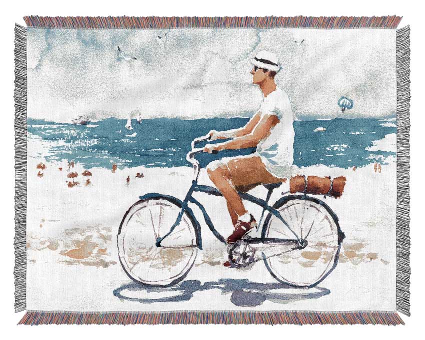 Cycling In Paradise Woven Blanket