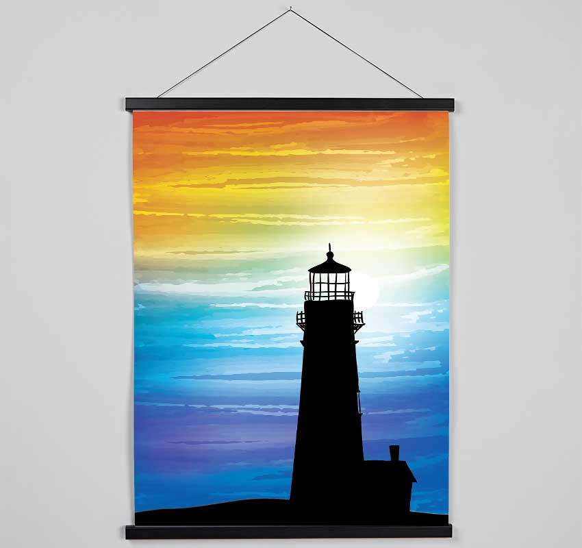 Lighthouse Rainbow Skies Hanging Poster - Wallart-Direct UK