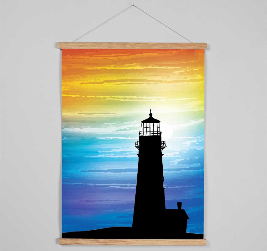 Lighthouse Rainbow Skies Hanging Poster - Wallart-Direct UK